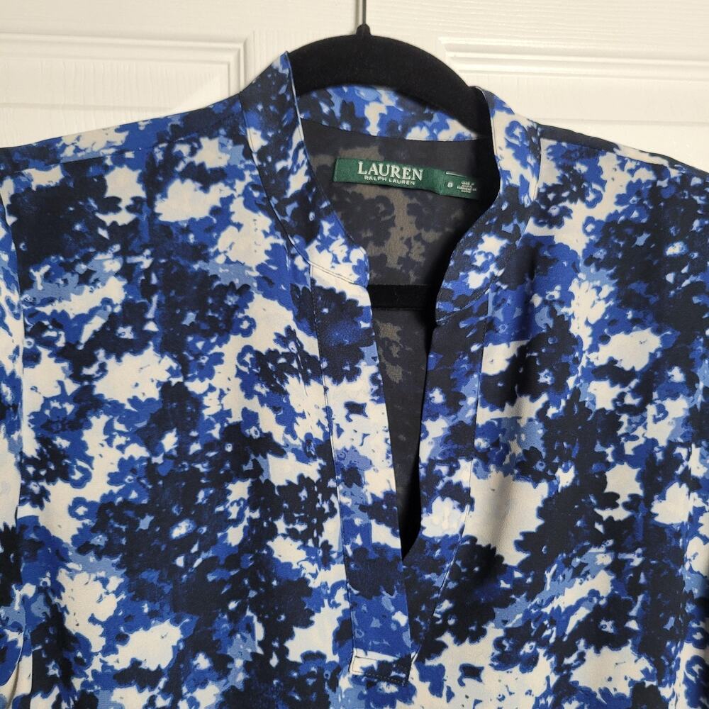 Lauren Ralph Lauren Dress Womens 8 Floral Drawstring Belted Lined Stretch - Picture 2 of 14